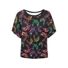 Load image into Gallery viewer, Neon Floral Eagles Women&#39;s Batwing-Sleeved Blouse T shirt (Model T44) Women&#39;s Batwing-Sleeved Blouse T shirt (T44) e-joyer 
