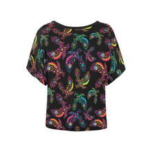 Load image into Gallery viewer, Neon Floral Eagles Women&#39;s Batwing-Sleeved Blouse T shirt (Model T44) Women&#39;s Batwing-Sleeved Blouse T shirt (T44) e-joyer 
