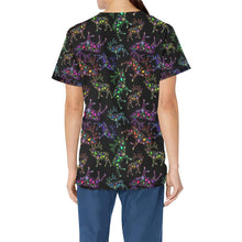 Load image into Gallery viewer, Neon Floral Elks All Over Print Scrub Top Scrub Top e-joyer 
