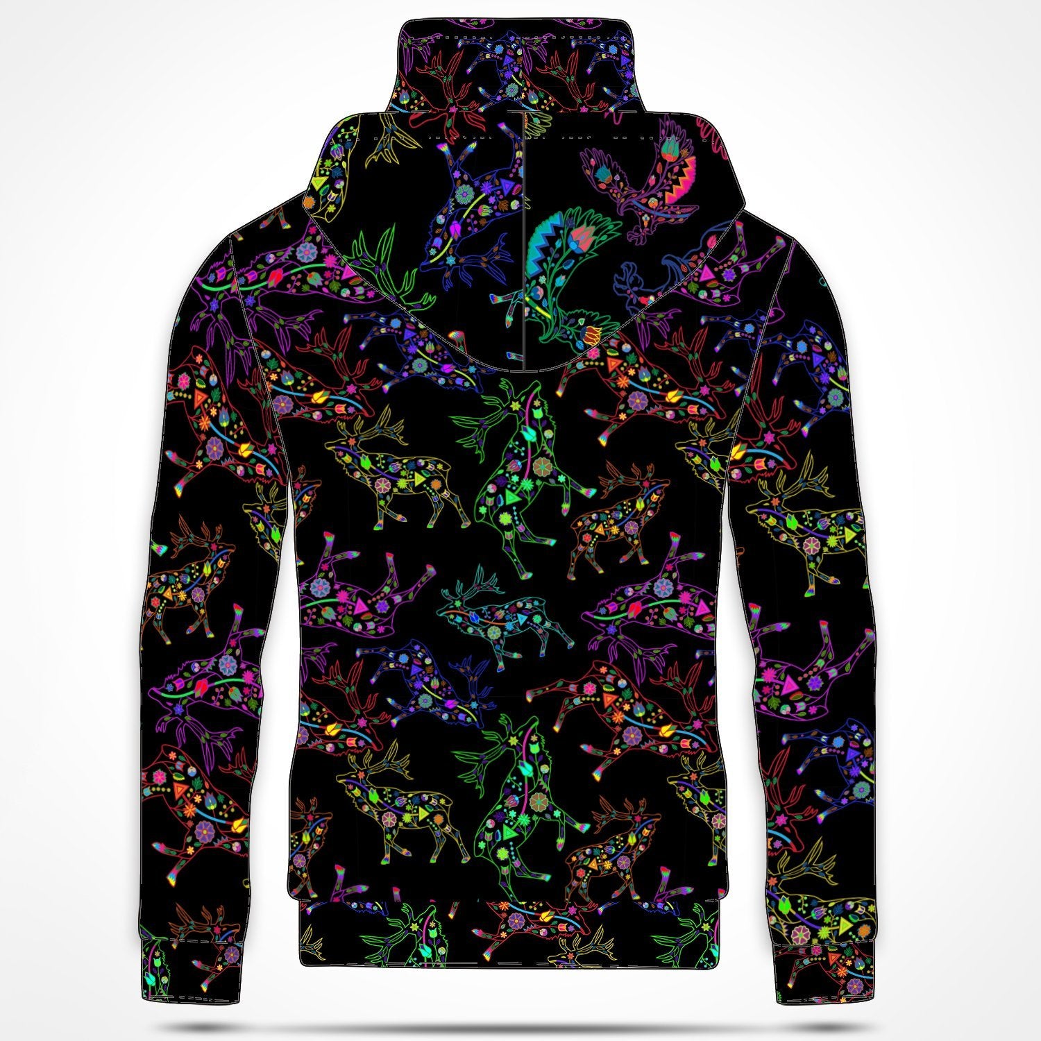 Neon Floral Elks Hoodie with Face Cover 49 Dzine 