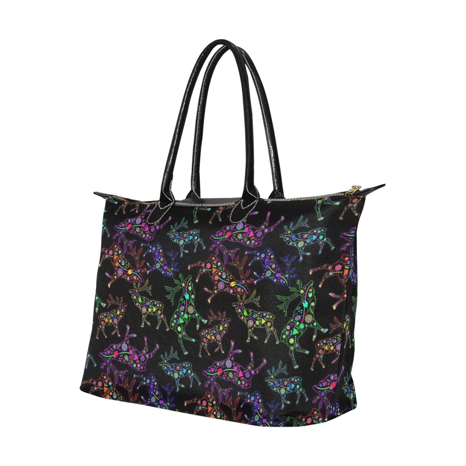 Neon Floral Elks Single-Shoulder Lady Handbag (Model 1714) bag e-joyer 