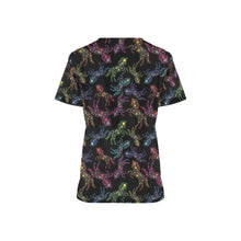 Load image into Gallery viewer, Neon Floral Horses All Over Print Scrub Top Scrub Top e-joyer 
