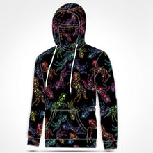 Load image into Gallery viewer, Neon Floral Horses Hoodie with Face Cover 49 Dzine 
