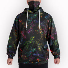 Load image into Gallery viewer, Neon Floral Horses Hoodie with Face Cover 49 Dzine 
