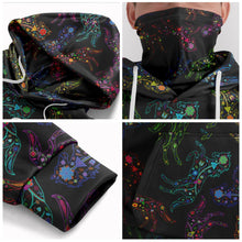 Load image into Gallery viewer, Neon Floral Horses Hoodie with Face Cover 49 Dzine 
