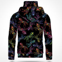 Load image into Gallery viewer, Neon Floral Horses Hoodie with Face Cover 49 Dzine 
