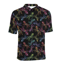 Load image into Gallery viewer, Neon Floral Horses Men&#39;s All Over Print Polo Shirt (Model T55) Men&#39;s Polo Shirt (Model T55) e-joyer 
