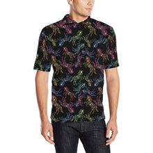 Load image into Gallery viewer, Neon Floral Horses Men&#39;s All Over Print Polo Shirt (Model T55) Men&#39;s Polo Shirt (Model T55) e-joyer 
