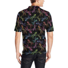 Load image into Gallery viewer, Neon Floral Horses Men&#39;s All Over Print Polo Shirt (Model T55) Men&#39;s Polo Shirt (Model T55) e-joyer 
