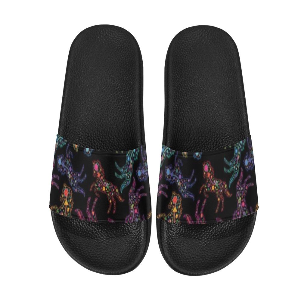 Neon Floral Horses Slide Sandals by 49 Dzine