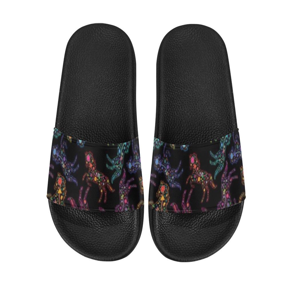 Neon Floral Horses Slide Sandals by 49 Dzine