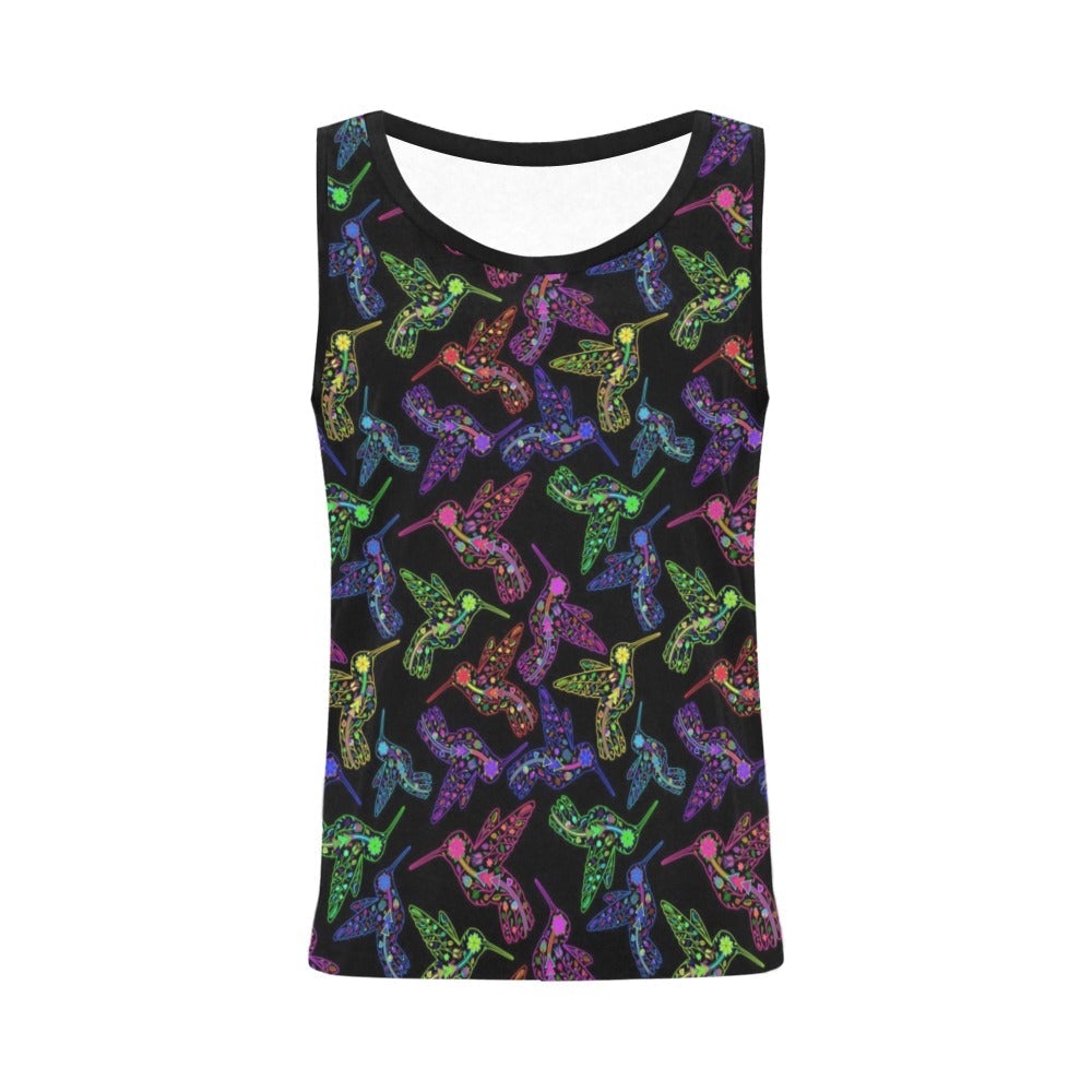 Neon Floral Hummingbirds All Over Print Tank Top for Women (Model T43) All Over Print Tank Top for Women (T43) e-joyer 