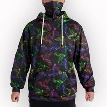 Load image into Gallery viewer, Neon Floral Hummingbirds Hoodie with Face Cover 49 Dzine 
