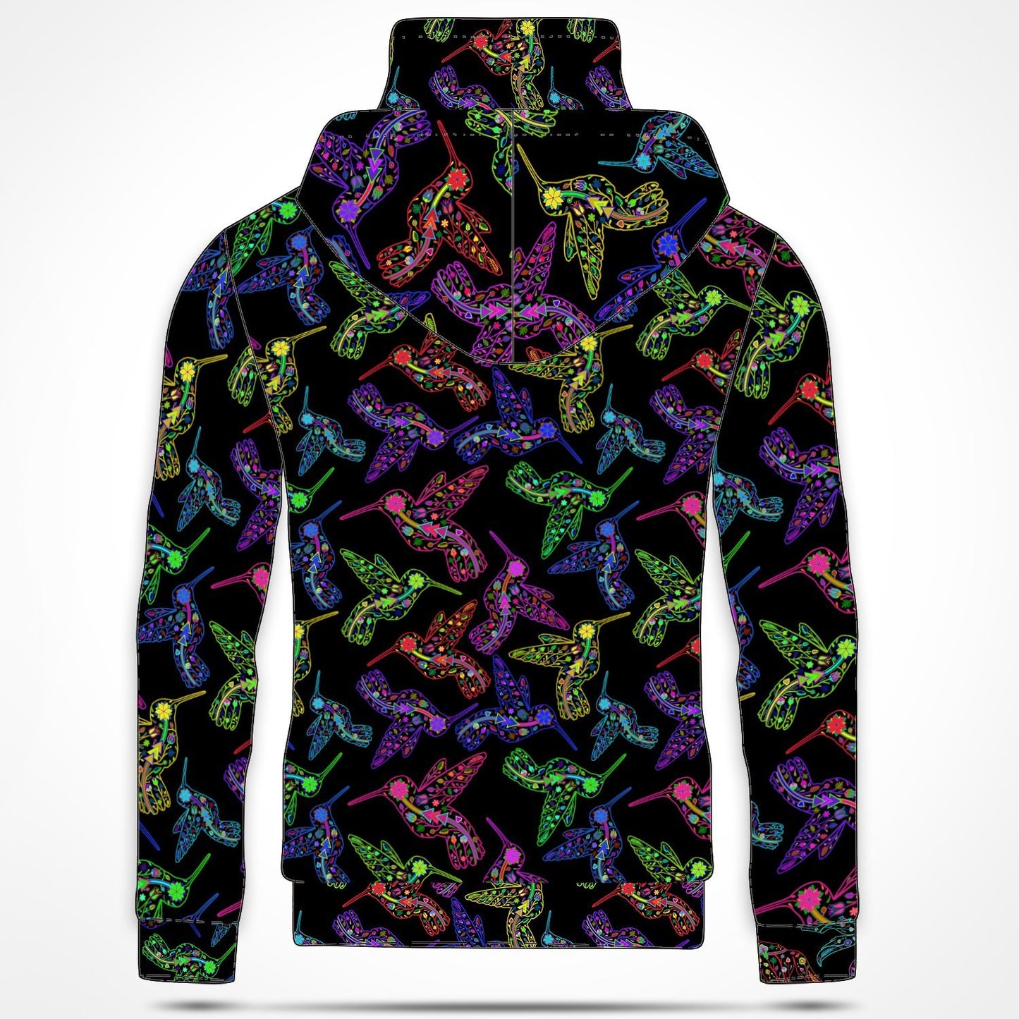 Neon Floral Hummingbirds Hoodie with Face Cover 49 Dzine 