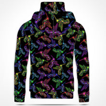 Load image into Gallery viewer, Neon Floral Hummingbirds Hoodie with Face Cover 49 Dzine 
