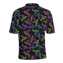 Load image into Gallery viewer, Neon Floral Hummingbirds Men&#39;s All Over Print Polo Shirt (Model T55) Men&#39;s Polo Shirt (Model T55) e-joyer 
