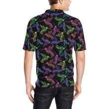 Load image into Gallery viewer, Neon Floral Hummingbirds Men&#39;s All Over Print Polo Shirt (Model T55) Men&#39;s Polo Shirt (Model T55) e-joyer 
