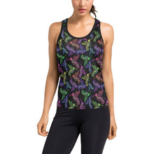 Load image into Gallery viewer, Neon Floral Hummingbirds Women&#39;s Racerback Tank Top (Model T60) Racerback Tank Top (T60) e-joyer 
