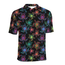 Load image into Gallery viewer, Neon Floral Turtle Men&#39;s All Over Print Polo Shirt (Model T55) Men&#39;s Polo Shirt (Model T55) e-joyer 
