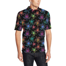 Load image into Gallery viewer, Neon Floral Turtle Men&#39;s All Over Print Polo Shirt (Model T55) Men&#39;s Polo Shirt (Model T55) e-joyer 
