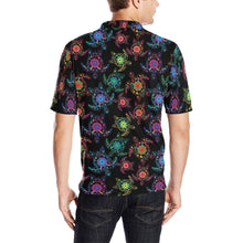 Load image into Gallery viewer, Neon Floral Turtle Men&#39;s All Over Print Polo Shirt (Model T55) Men&#39;s Polo Shirt (Model T55) e-joyer 
