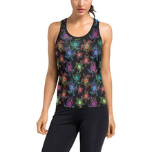 Load image into Gallery viewer, Neon Floral Turtle Women&#39;s Racerback Tank Top (Model T60) Racerback Tank Top (T60) e-joyer 
