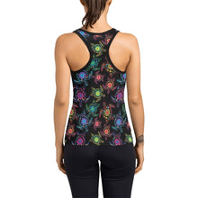 Load image into Gallery viewer, Neon Floral Turtle Women&#39;s Racerback Tank Top (Model T60) Racerback Tank Top (T60) e-joyer 
