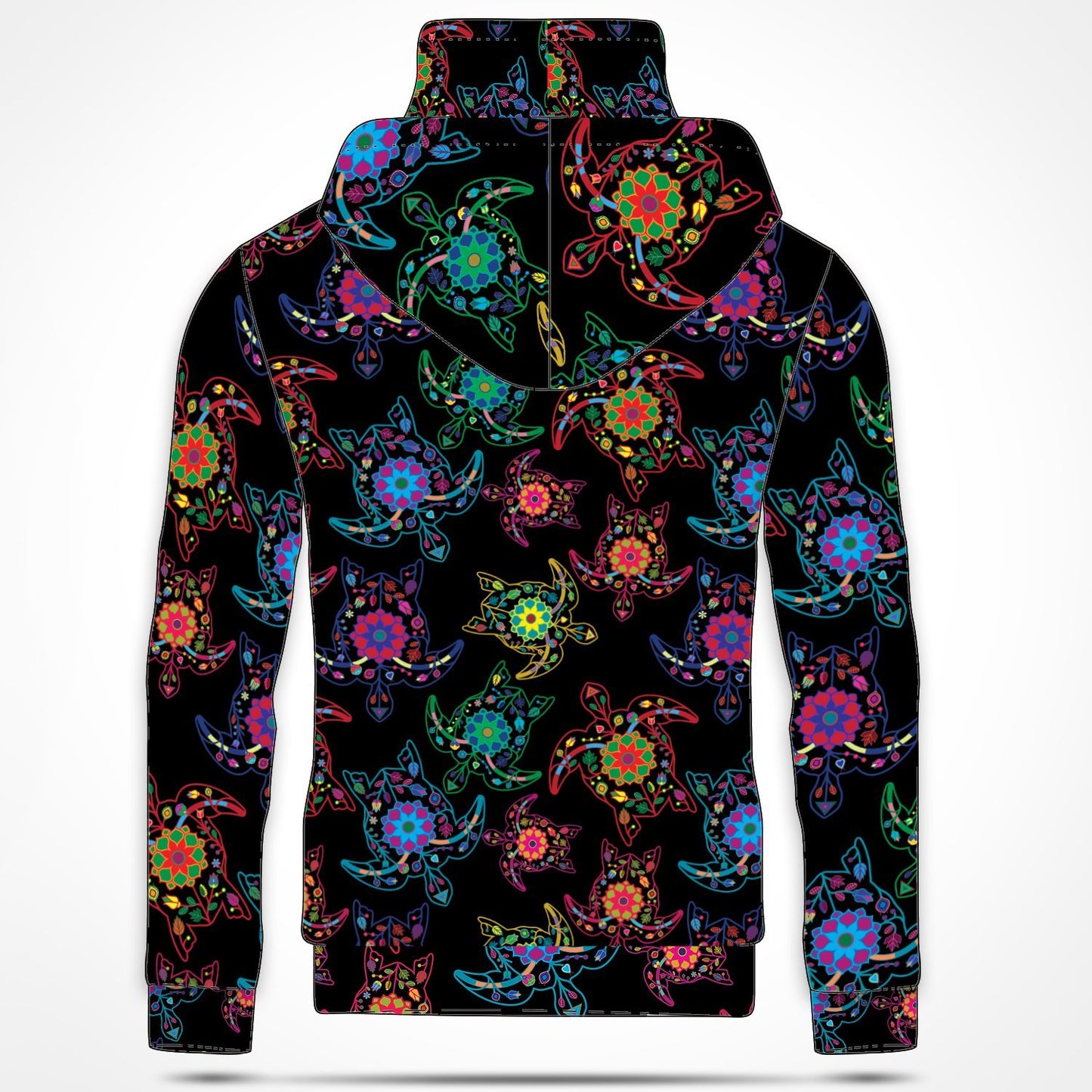 Neon Floral Turtles Hoodie with Face Cover 49 Dzine 