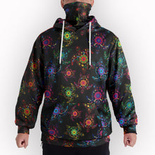 Load image into Gallery viewer, Neon Floral Turtles Hoodie with Face Cover 49 Dzine 
