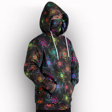 Load image into Gallery viewer, Neon Floral Turtles Hoodie with Face Cover 49 Dzine 
