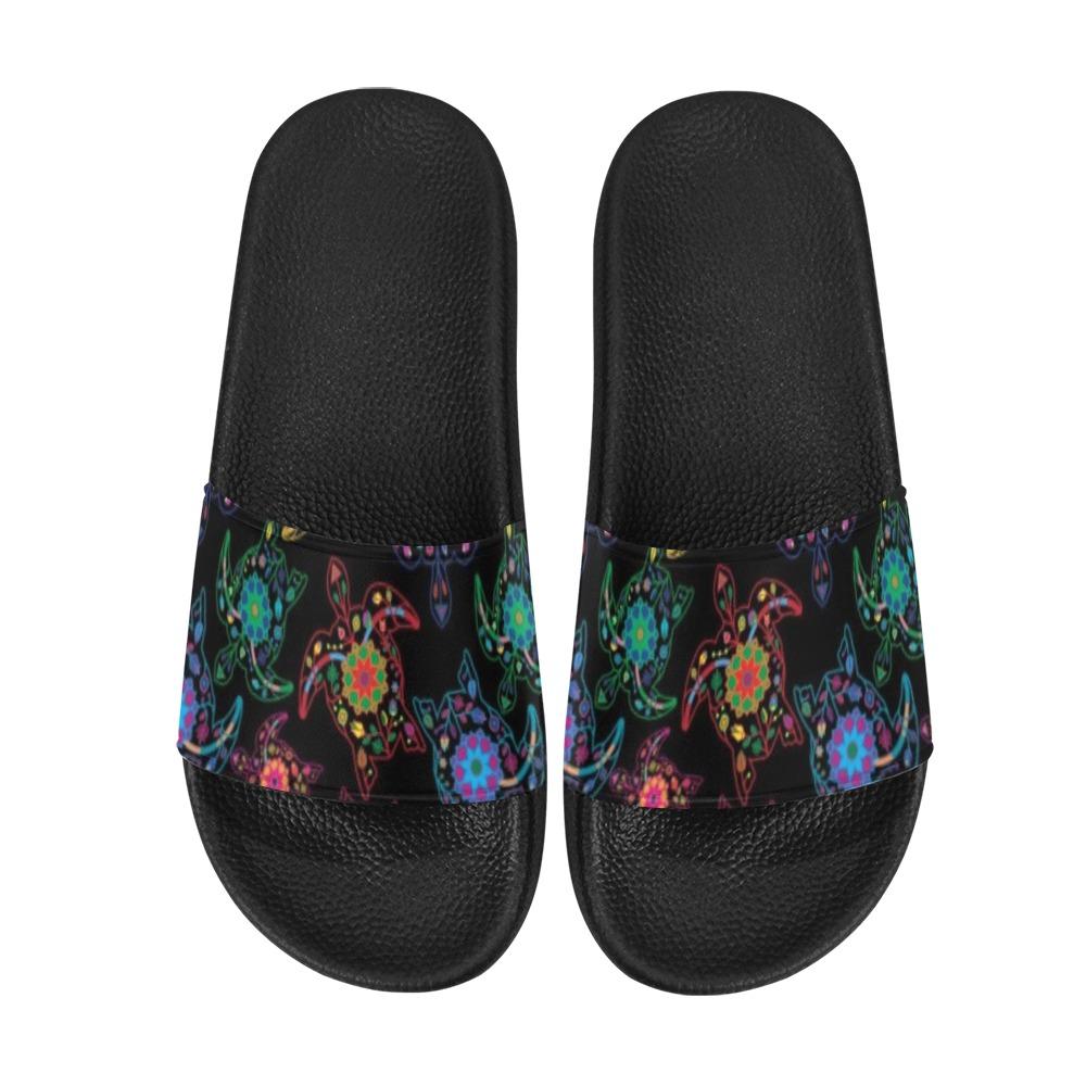 Neon Floral Turtles Slide Sandals by 49 Dzine