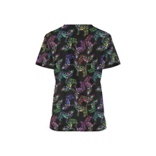 Load image into Gallery viewer, Neon Floral Wolves All Over Print Scrub Top Scrub Top e-joyer 
