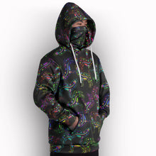 Load image into Gallery viewer, Neon Floral Wolves Hoodie with Face Cover 49 Dzine 
