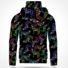 Load image into Gallery viewer, Neon Floral Wolves Hoodie with Face Cover 49 Dzine 
