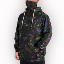 Load image into Gallery viewer, Neon Floral Wolves Hoodie with Face Cover 49 Dzine 
