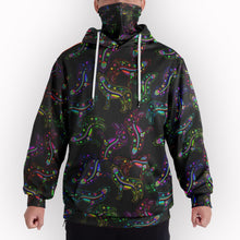 Load image into Gallery viewer, Neon Floral Wolves Hoodie with Face Cover 49 Dzine 
