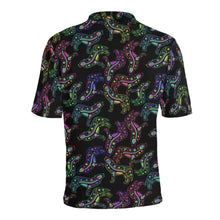 Load image into Gallery viewer, Neon Floral Wolves Men&#39;s All Over Print Polo Shirt (Model T55) Men&#39;s Polo Shirt (Model T55) e-joyer 
