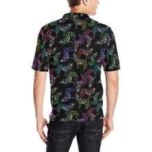 Load image into Gallery viewer, Neon Floral Wolves Men&#39;s All Over Print Polo Shirt (Model T55) Men&#39;s Polo Shirt (Model T55) e-joyer 
