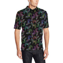 Load image into Gallery viewer, Neon Floral Wolves Men&#39;s All Over Print Polo Shirt (Model T55) Men&#39;s Polo Shirt (Model T55) e-joyer 
