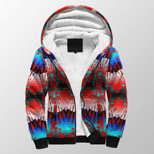 Load image into Gallery viewer, Northwest Ribbonwork Bustles Sherpa Hoodie 49 Dzine 
