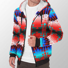 Load image into Gallery viewer, Northwest Ribbonwork Bustles Sherpa Hoodie 49 Dzine 
