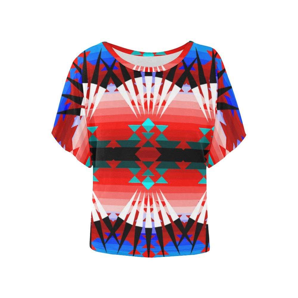 Northwest Ribbonwork Bustles Women's Batwing-Sleeved Blouse T shirt (Model T44) Women's Batwing-Sleeved Blouse T shirt (T44) e-joyer 