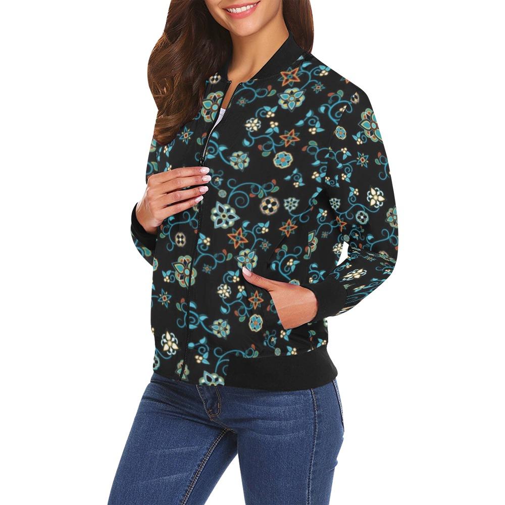 Ocean Bloom All Over Print Bomber Jacket for Women (Model H19) Jacket e-joyer 