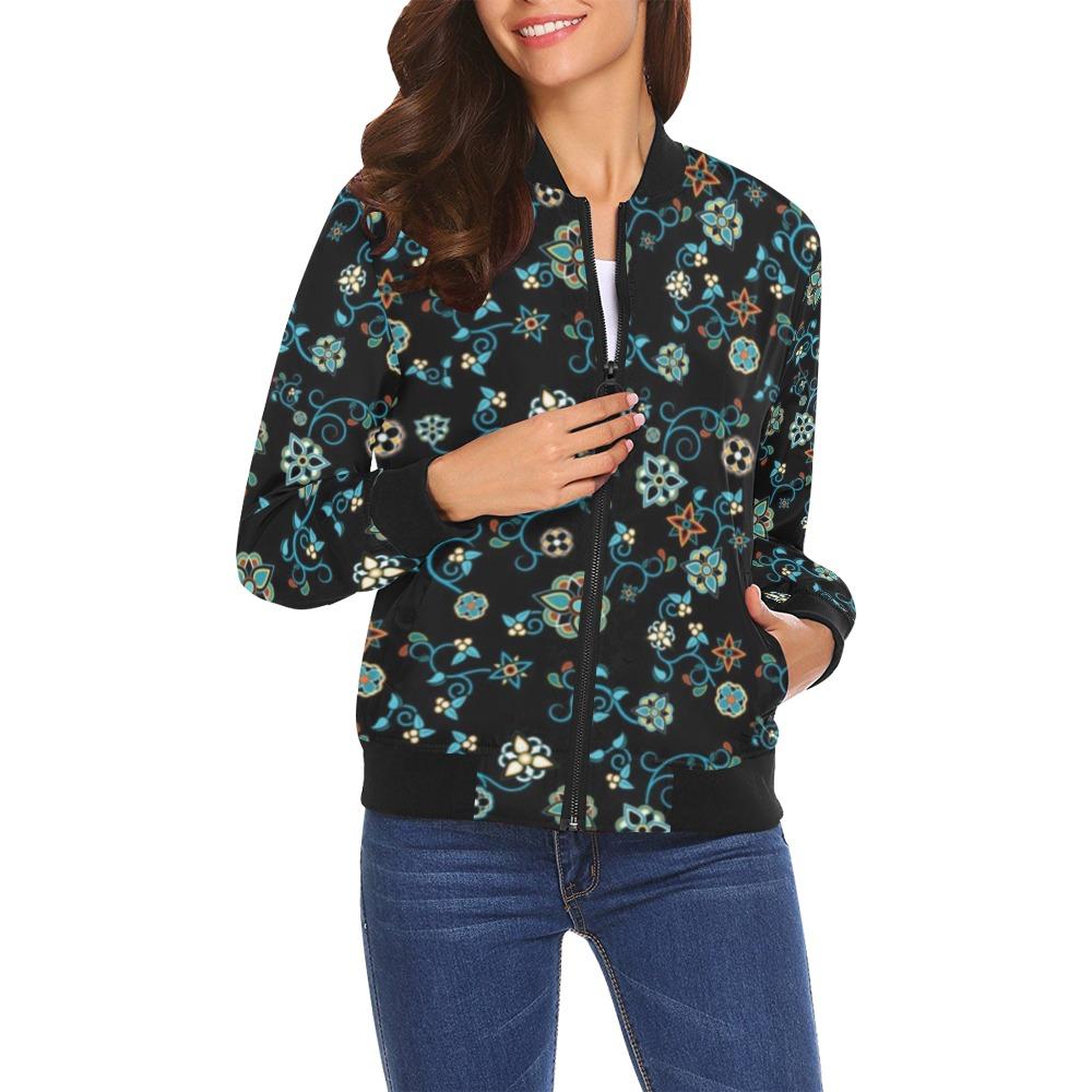 Ocean Bloom All Over Print Bomber Jacket for Women (Model H19) Jacket e-joyer 