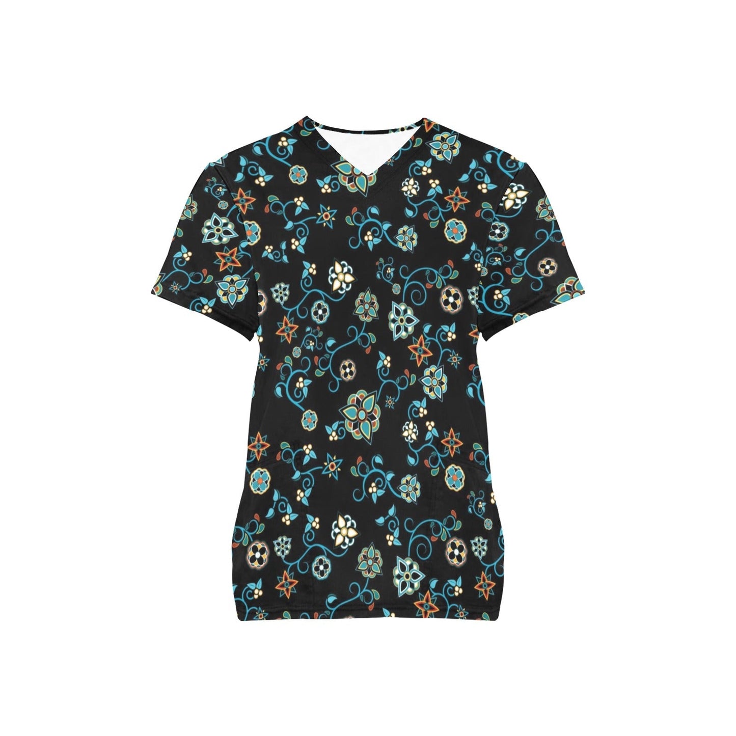 Ocean Bloom All Over Print Scrub Top Scrub Top e-joyer 