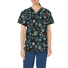 Load image into Gallery viewer, Ocean Bloom All Over Print Scrub Top Scrub Top e-joyer 
