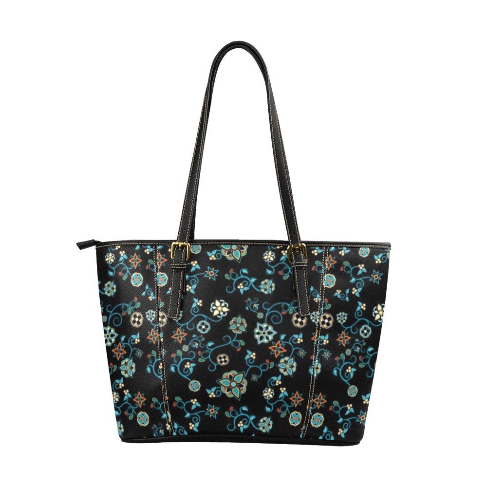 Ocean Bloom Leather Tote Bag/Large (Model 1640) Leather Tote Bag (1640) e-joyer 