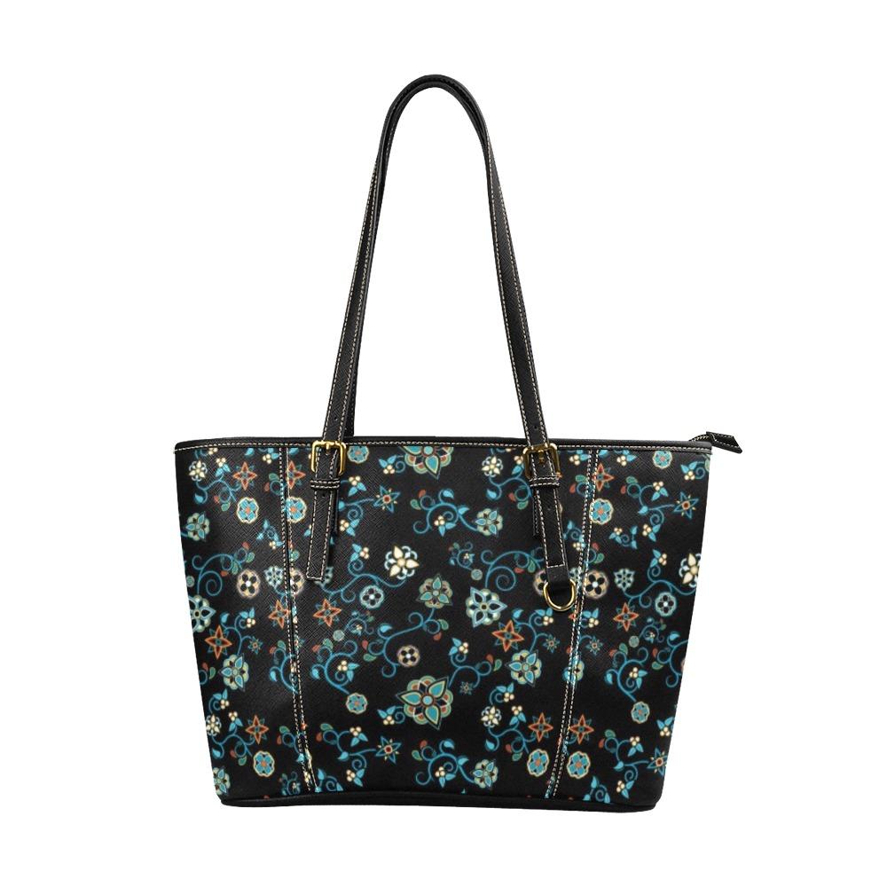 Ocean Bloom Leather Tote Bag/Large (Model 1640) Leather Tote Bag (1640) e-joyer 