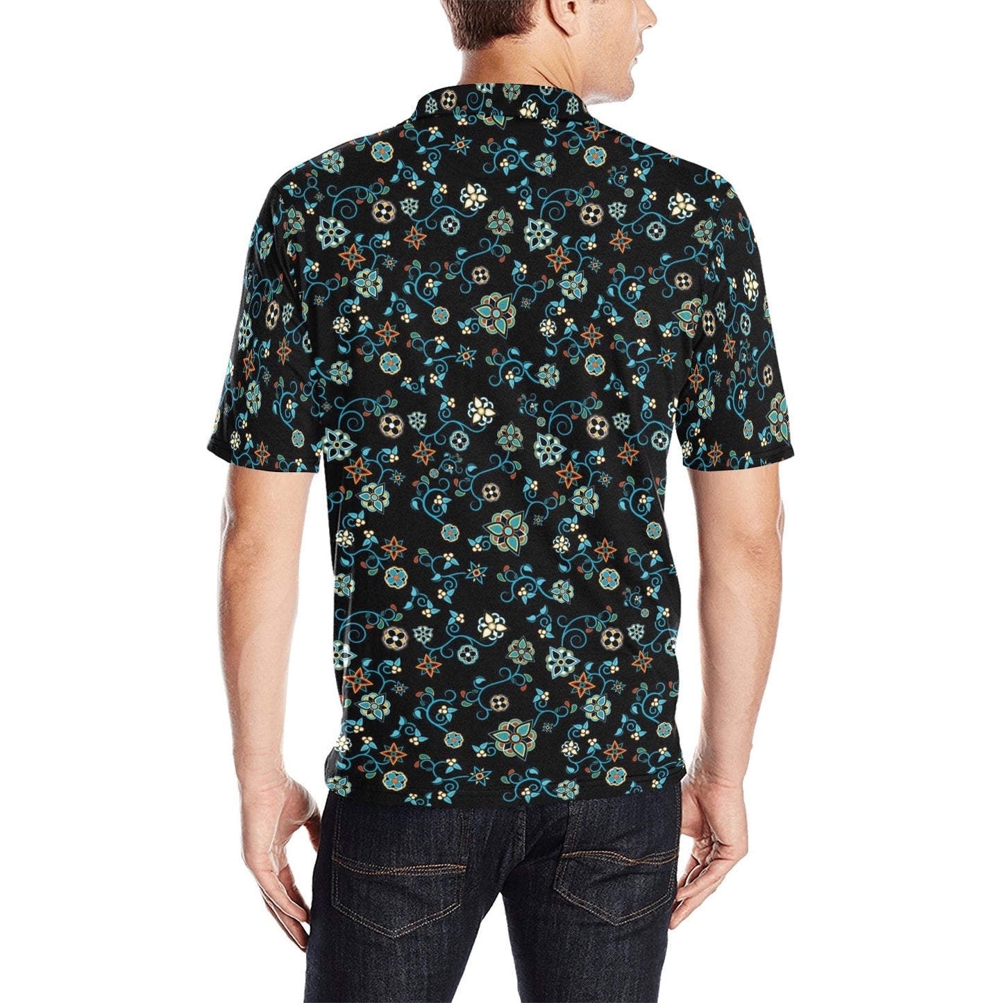 Ocean Bloom Men's All Over Print Polo Shirt (Model T55) Men's Polo Shirt (Model T55) e-joyer 