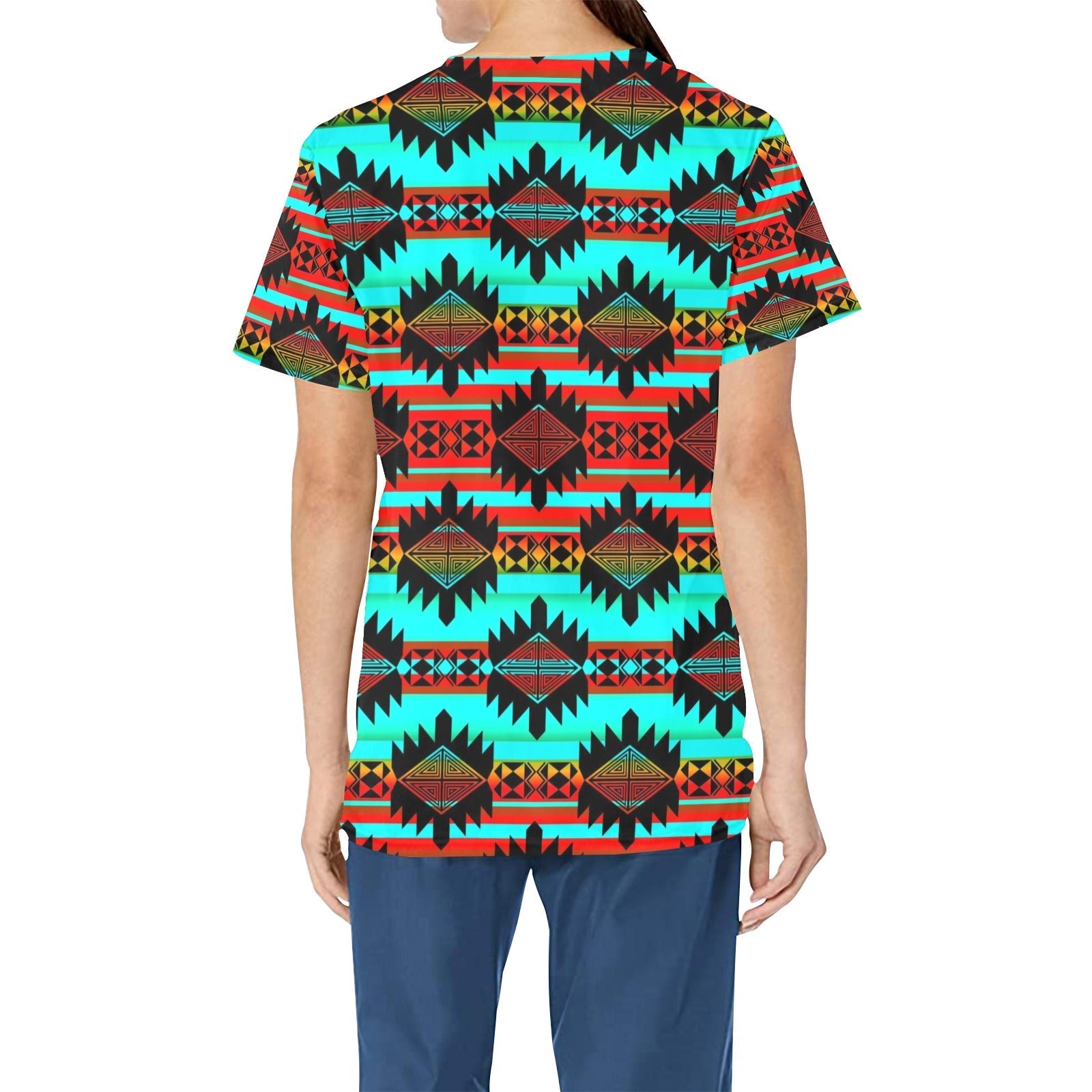 Okotoks Arrow All Over Print Scrub Top Scrub Top e-joyer 